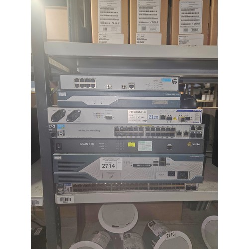 2714 - 7 x various networking units including Cisco 1800 & 2800 series, HP Pro Curve, Perle etc - trade