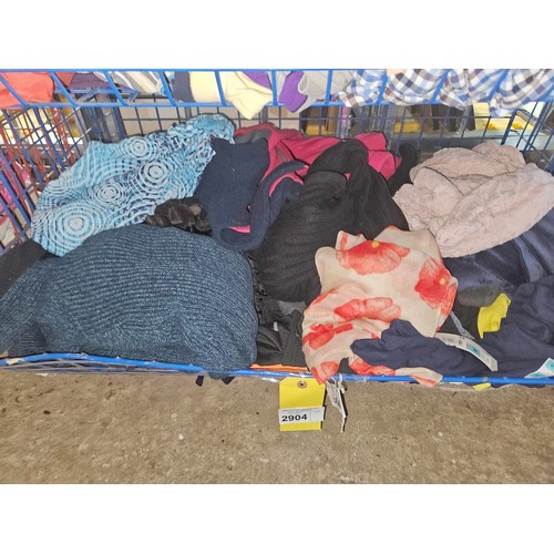 2904 - A quantity of various clothes, please see pictures or view for more details, contents of 1 basket, b... 