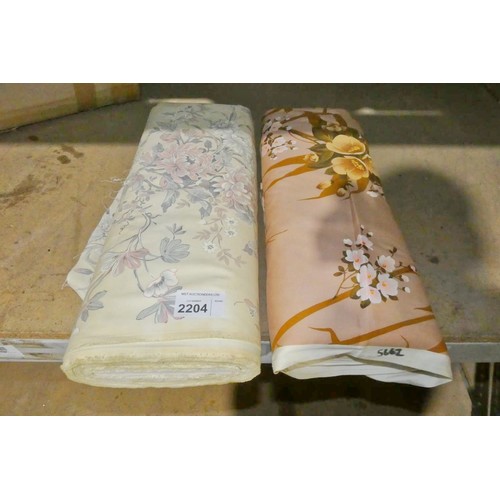 2204 - 2 x part rolls / bolts of floral patterned fabric