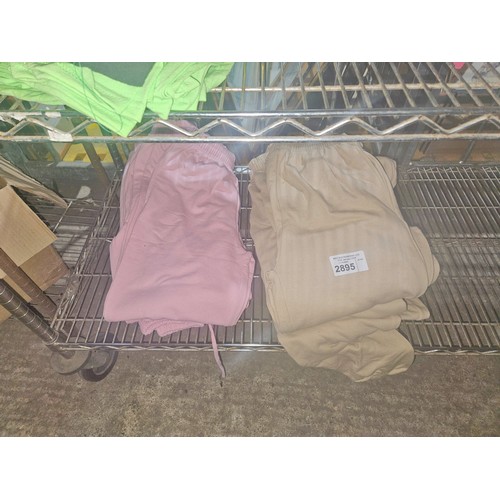 2895 - A quantity of various pink & tan ladies jogging bottoms contents of ½ a shelf