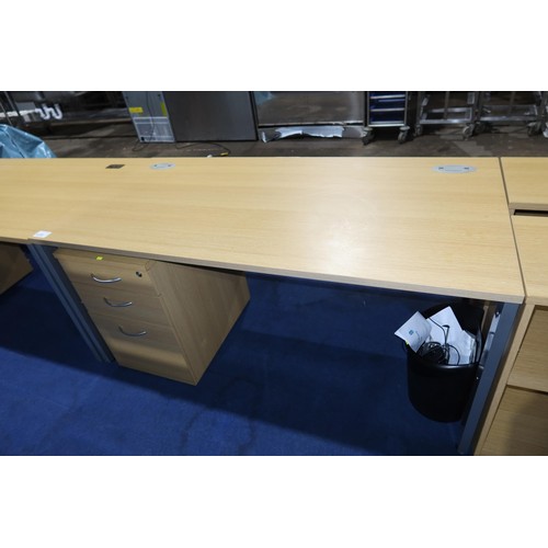 1272 - 1 x wood effect office table approx 160 x 80cm and 1 x wood effect under worktop pedestal