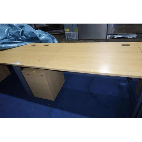 1273 - 1 x wood effect office table approx 160 x 80cm and 1 x wood effect under worktop pedestal