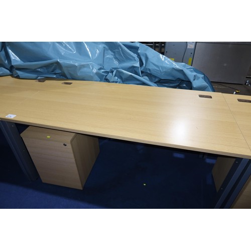 1274 - 1 x wood effect office table approx 160 x 80cm and 1 x wood effect under worktop pedestal