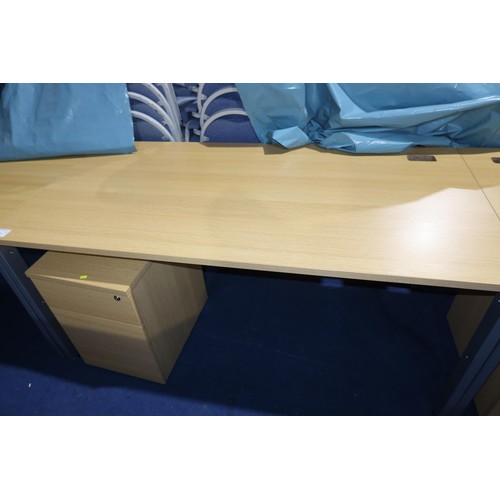 1275 - 1 x wood effect office table approx 160 x 80cm and 1 x wood effect under worktop pedestal