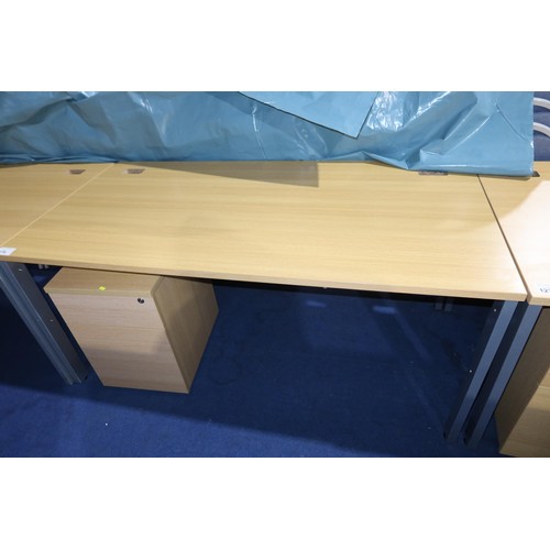 1276 - 1 x wood effect office table approx 160 x 80cm and 1 x wood effect under worktop pedestal