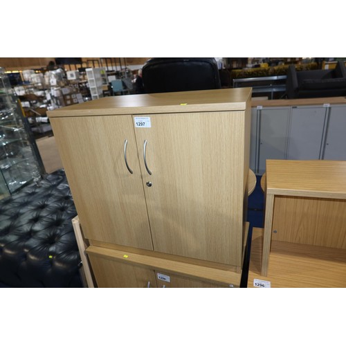 1297 - 1 x wood two door cabinet approx 80 x 45 x 73cm high