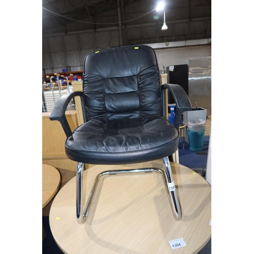 1303 - 1 x black upholstered cantilever chair