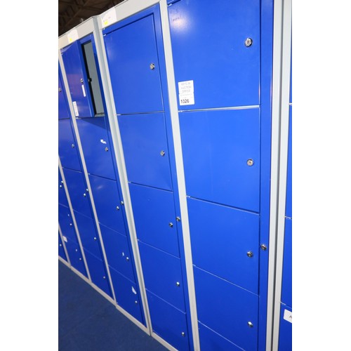 1326 - 2 x blue / grey metal five door personnel lockers each approx 38 x 45 x 197cm (at rear) - each locke... 