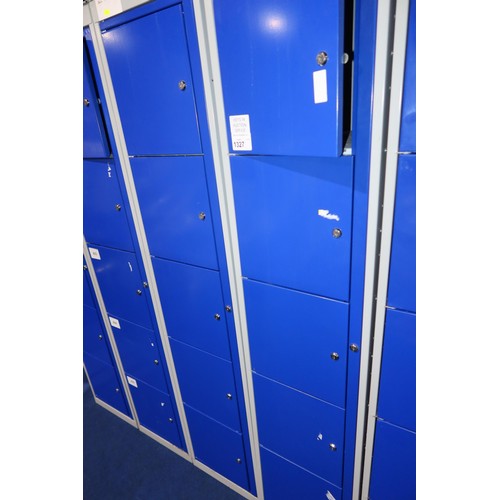 1327 - 2 x blue / grey metal five door personnel lockers each approx 38 x 45 x 197cm (at rear) - each locke... 