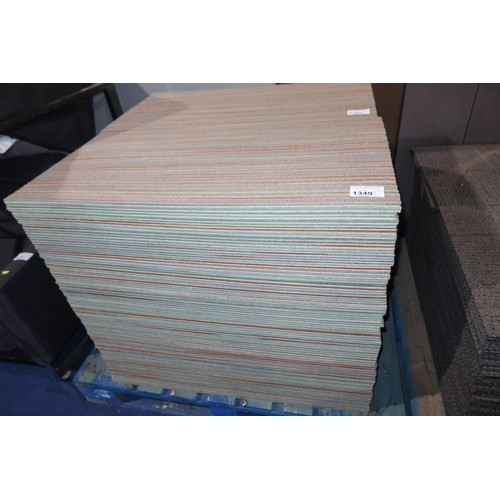 1349 - A quantity of approx 100 x Shaw Ecologix orange striped patterned carpet tiles each approx 46 x 91.5... 