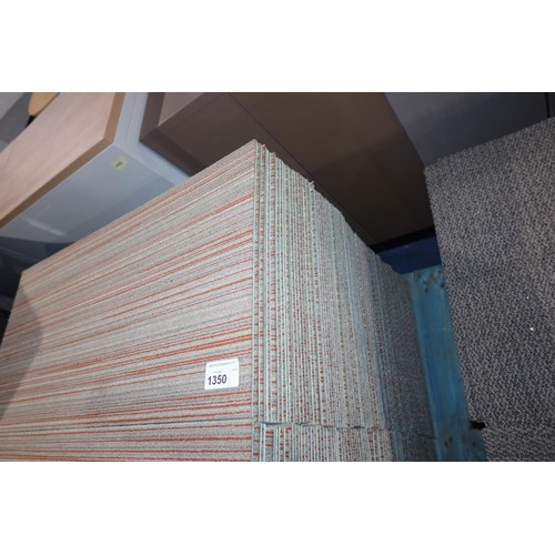 1350 - A quantity of approx 100 x Shaw Ecologix orange striped patterned carpet tiles each approx 46 x 91.5... 