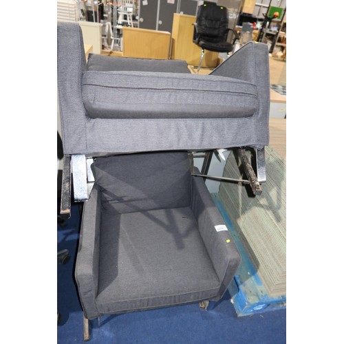 1351 - 2 x dark grey upholstered IKEA chairs