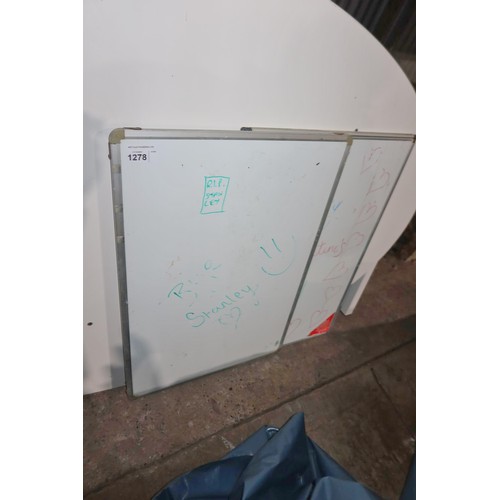 1278 - 2 x dry wipe boards each approx 60 x 90cm