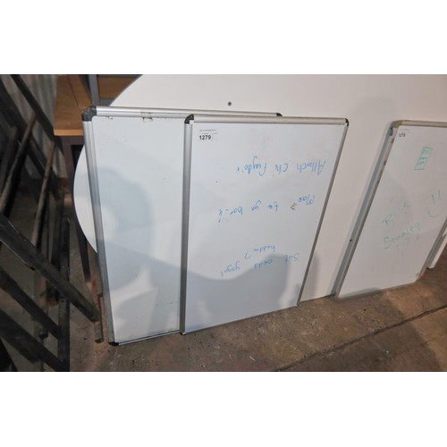 1279 - 2 x dry wipe boards each approx 60 x 90cm