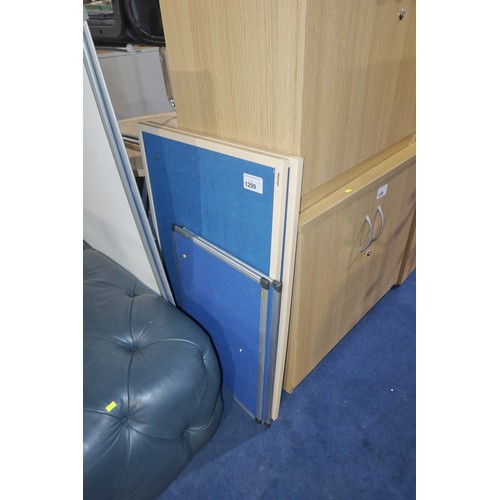 1299 - 4 x blue pin boards comprising 2 at approx 60 x 90cm and 2 at approx 60 x 45cm