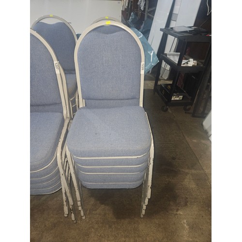 1226 - 10 x blue upholstered stacking banqueting chairs