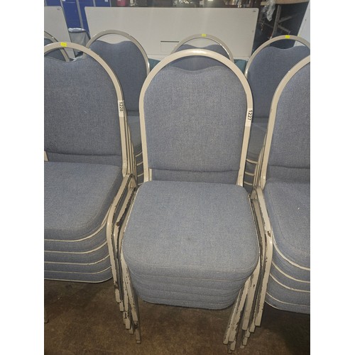 1227 - 10 x blue upholstered stacking banqueting chairs