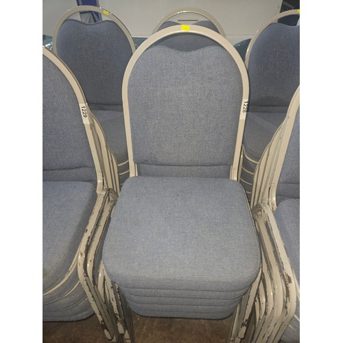 1228 - 10 x blue upholstered stacking banqueting chairs