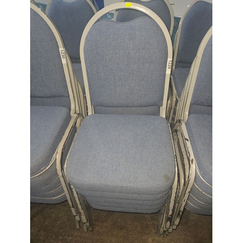 1229 - 10 x blue upholstered stacking banqueting chairs