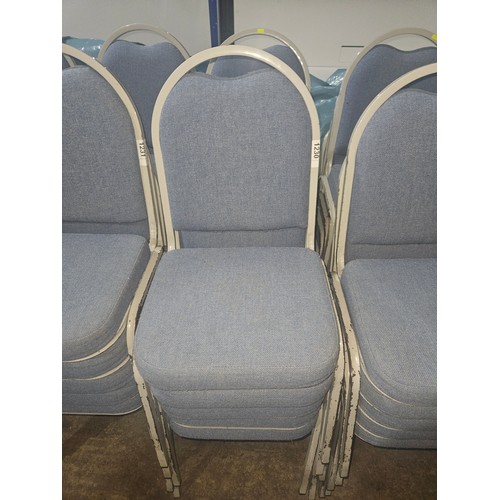 1230 - 10 x blue upholstered stacking banqueting chairs