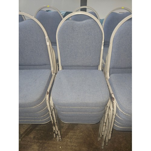 1231 - 10 x blue upholstered stacking banqueting chairs