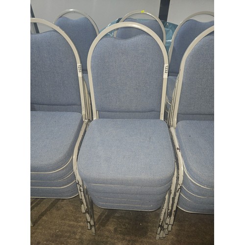 1232 - 10 x blue upholstered stacking banqueting chairs