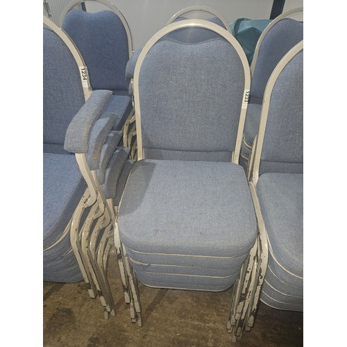 1233 - 10 x blue upholstered stacking banqueting chairs