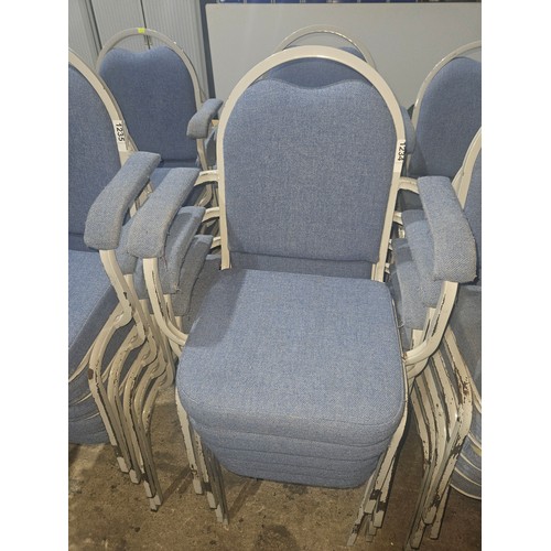 1234 - 10 x blue upholstered stacking banqueting chairs with arms