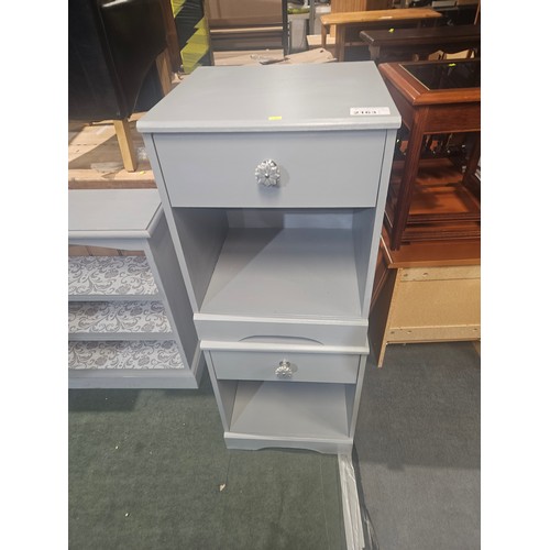 2163 - 2 x grey painted wooden bedside cabinets