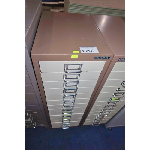 1339 - 1 x Bisley metal 15 drawer index type cabinet approx 28 x 41 x 94cm high