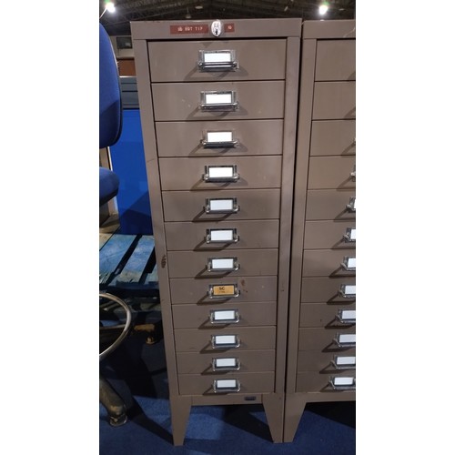 1341 - 1 x vintage metal 12 drawer index/multi-drawer type cabinet by Star - approx 29 x 42 x 99cm high