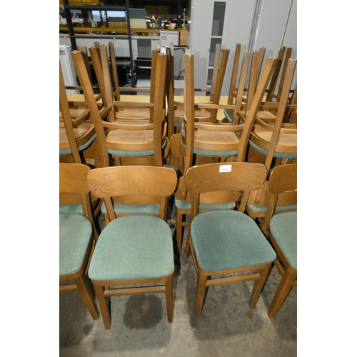 1239 - 10 bent wood framed dark green upholstered chairs