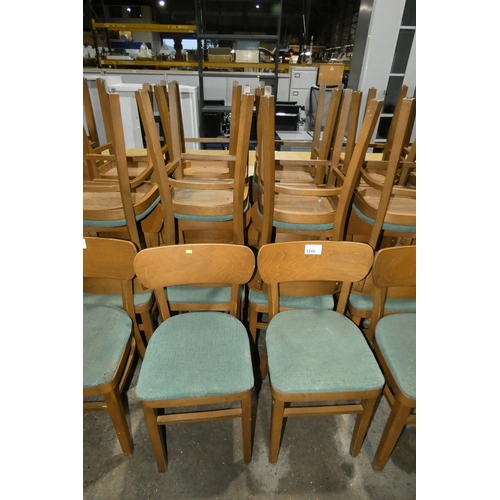 1240 - 10 bent wood framed dark green upholstered chairs