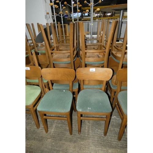 1244 - 10 bent wood framed dark green upholstered chairs