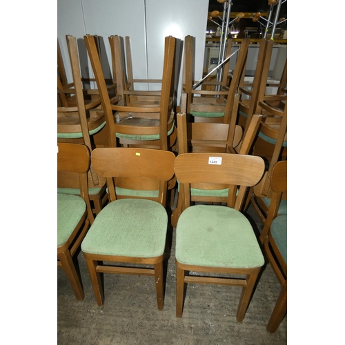 1245 - 10 bent wood framed light green upholstered chairs