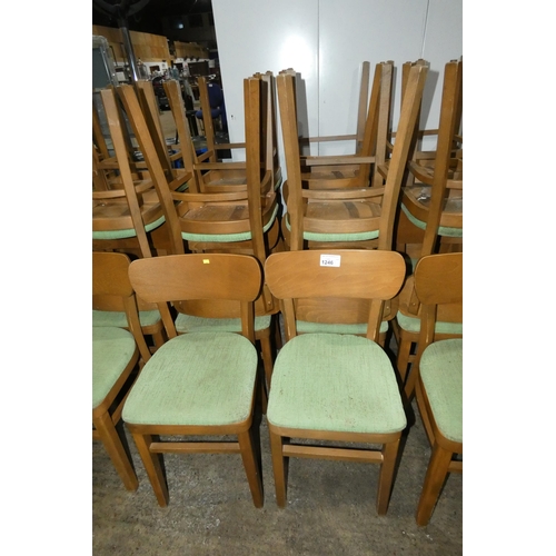 1246 - 10 bent wood framed light green upholstered chairs