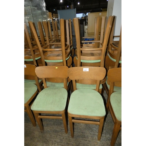 1247 - 10 bent wood framed light green upholstered chairs