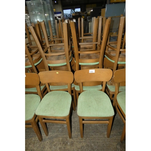 1248 - 10 bent wood framed light green upholstered chairs