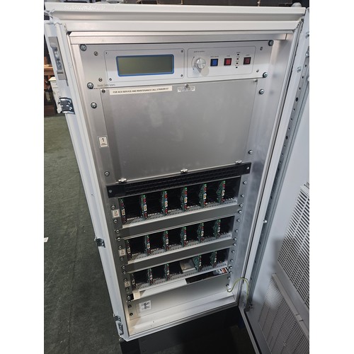 2634 - A rack mount cabinet by Acoustic Control Systems containing 17 2 channel amplifiers, a signal proces... 