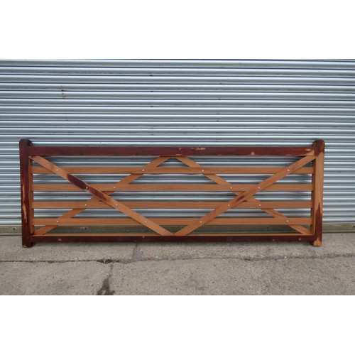 6282 - 1 x Iroko wooden gate measuring approx 335cm x 11'