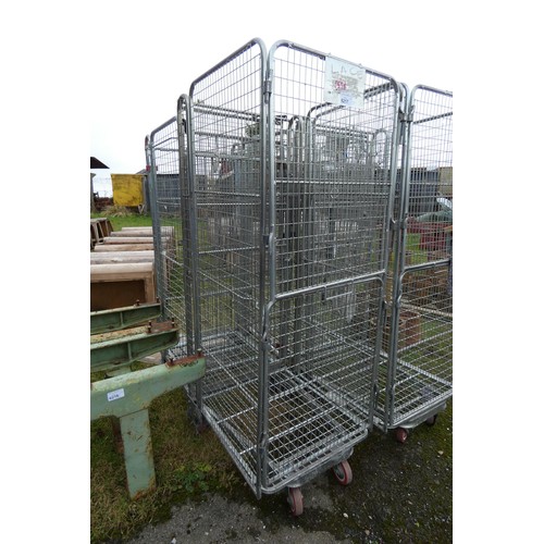 6217 - 2 x various wheeled metal cages each measuring approx 190cm H x 72cm W