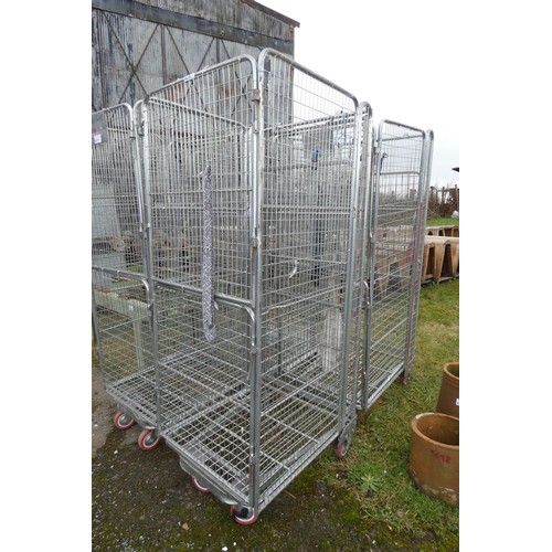 6218 - 2 x various wheeled metal cages each measuring approx 190cm H x 72cm W