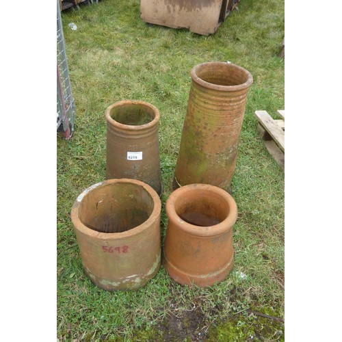 6219 - 4 x various chimney pots, please note some have damage