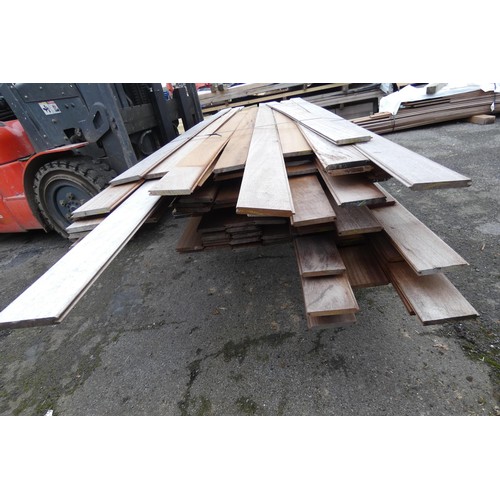 6245 - A large quantity of tongue and groove (Iroko), lengths vary up to approx 395cm L - Top stack