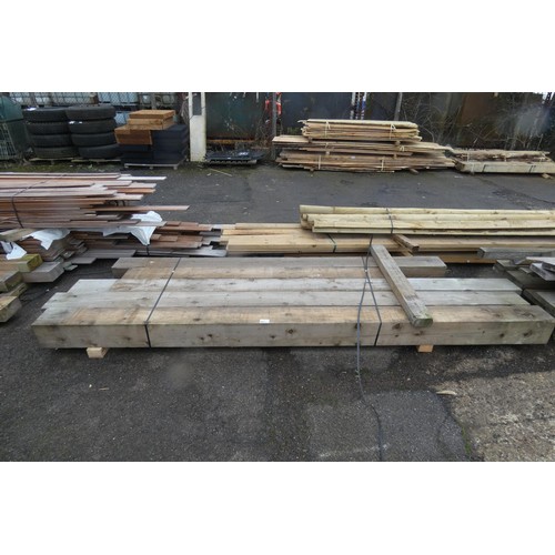 6251 - 5 x wooden posts measuring approx 20cm x 20cm, lengths vary up to approx 360cm L