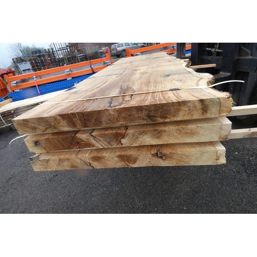 6256 - 3 x timber slabs (Oak) measuring approx 330cm L x 67cm W x 5.5cm H - Top stack