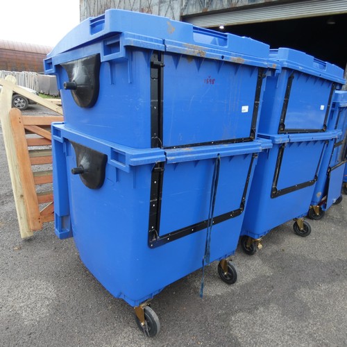 6291 - 2 x large blue wheelie bins with a drop front