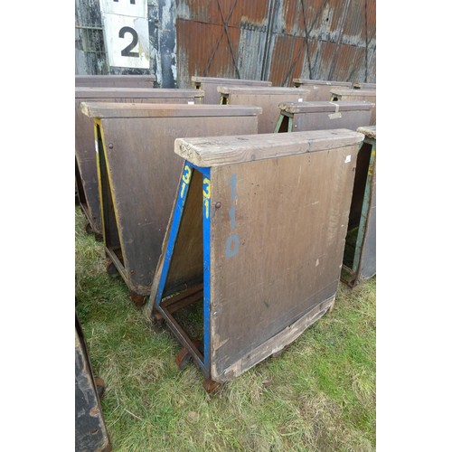 6308 - 2 x Vintage wheeled trolleys with a metal frame and wooden sides each measuring approx 134cm L x 138... 