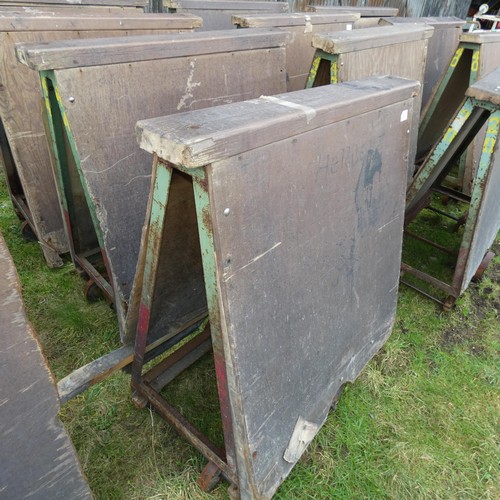 6312 - 2 x Vintage wheeled trolleys with a metal frame and wooden sides each measuring approx 134cm L x 138... 