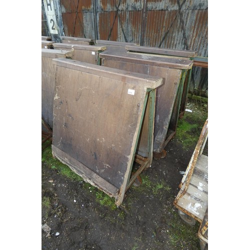 6316 - 3 x Vintage wheeled trolleys with a metal frame and wooden sides each measuring approx 134cm L x 138... 